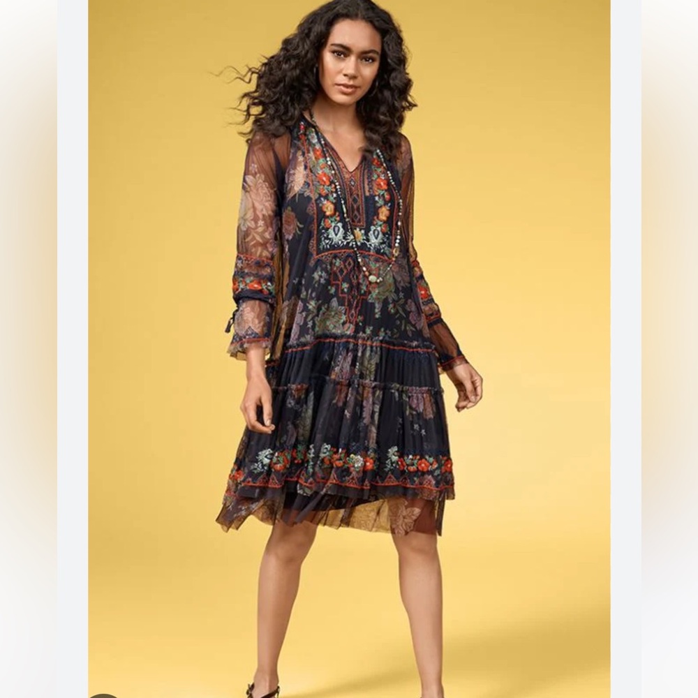 NWT Johnny Was Karasi embroidered Mesh Dress size Large